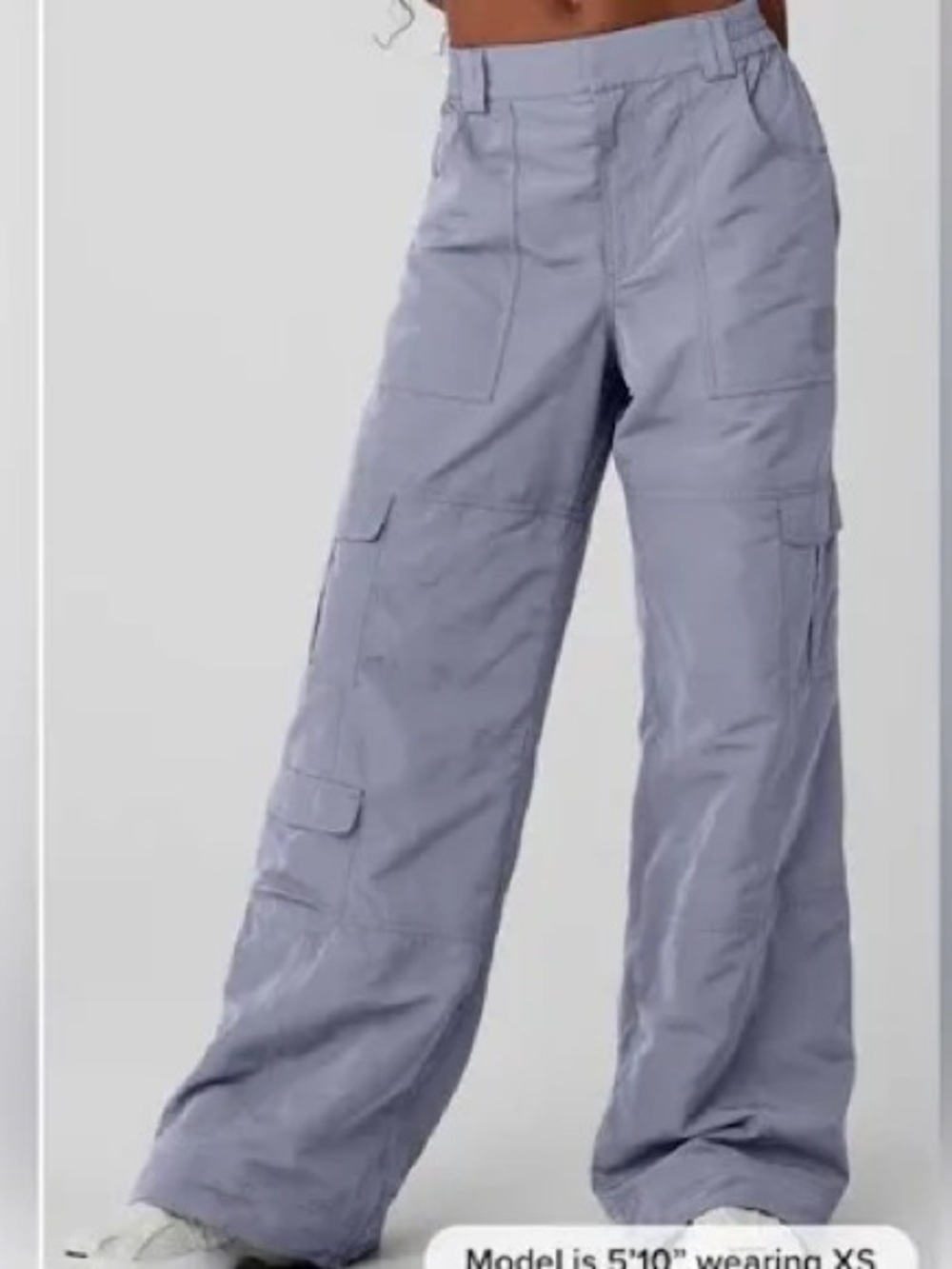 Alo Ski Moto Puffer Wide Leg Cargo Fog Gray Pants Size L